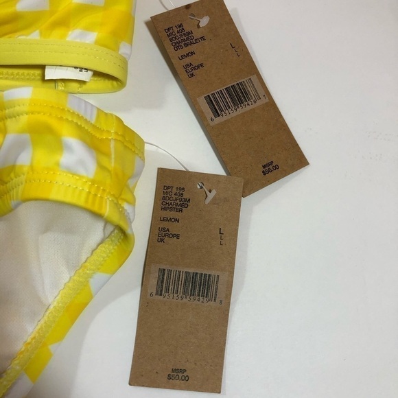 Cremiux Yellow Check 2 Piece Swimsuit L - Picture 11 of 12